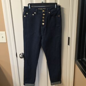 Michael Kors Women's Navy Ankle Jeans with Gold Accents